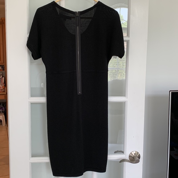 Loft Size Medium Petite black sweater dress well lived. Goes great w/knee boots - Picture 4 of 7